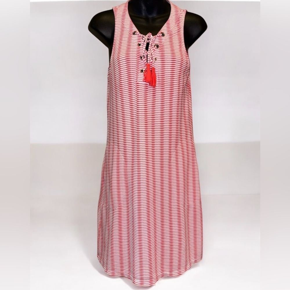 Tommy Bahama Island Cays Stripe Dress Coverup Red White XS